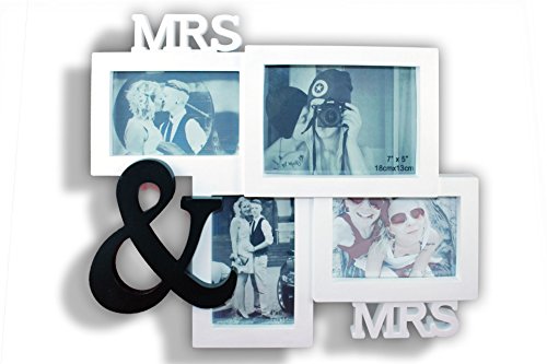 Preis am Stiel Marco de fotos Mrs. & Mrs. | para 4 fotos | amor | familia | decoración | vivienda | hogar | amor | pared | amistad | regalo | cristal | día de San Valentín