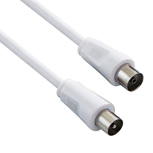 Premium Cord - Cable coaxial para Antena de televisión (1 m, 75 ohmios, Enchufe IEC, apantallado, para DVB-C, DVB-T / T2, 4K UHD 2160p, Full HD 1080p 3D, Color Blanco