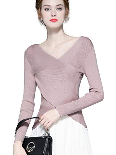Primavera Señoras Suéteres Señoras Slim Fit Tops de diseño Suéteres con Cuello en V Camisas de Fondo Camisetas de Manga Larga-S (40-45 kg) Adecuado para Peso_Rosa Primavera Señoras Suéteres Señoras Slim Fit Tops de diseño Suéteres con Cuello en V Camisas de Fondo Camisetas de Manga Larga-S (40-45 kg) Adecuado para Peso_Rosa