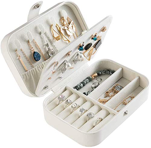 PRIMEHARUI Caja Joyero Pequeña,Portátil Joyero Viaje Cajas para Joyas Jewelry Organizer para Mujer, para Anillos, Aretes, Pendientes, Pulseras y Collares (Blanco) PRIMEHARUI Caja Joyero Pequeña,Portátil Joyero Viaje Cajas para Joyas Jewelry Organizer para Mujer, para Anillos, Aretes, Pendientes, Pulseras y Collares (Blanco)