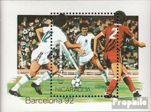 Prophila Collection Nicaragua Bloque 191 (Completa.edición.) 1990 olímpicos Juegos ´92, Barcelona (Sellos para los coleccionistas) fútbol