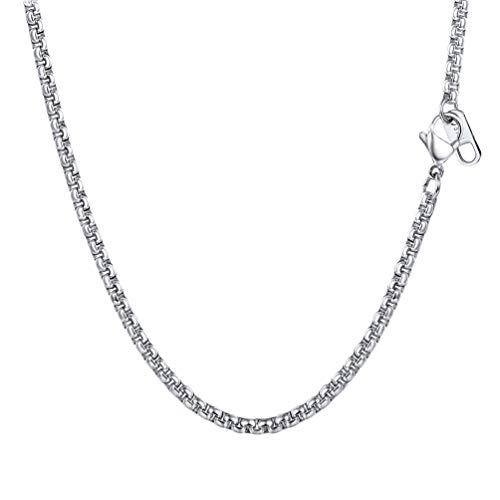 PROSTEEL Cadena de Veneciana Cadena de Caja Box Chain Cadena Fina de Acero Inoxidable Collar Hombre Mujer Hiphop Collar PROSTEEL Cadena de Veneciana Cadena de Caja Box Chain Cadena Fina de Acero Inoxidable Collar Hombre Mujer Hiphop Collar