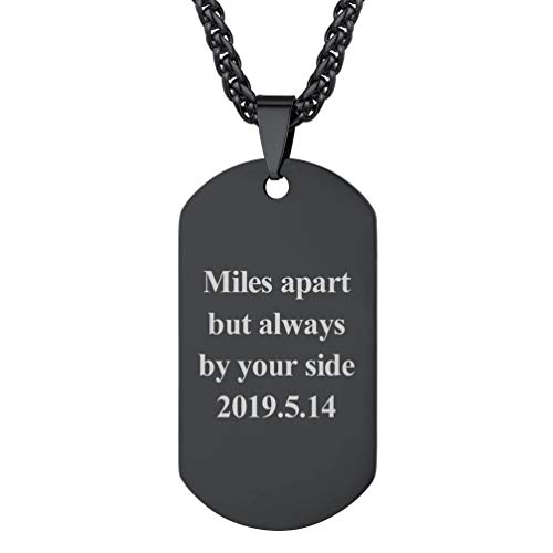 PROSTEEL Collar de Dog Tag Estilo Militar, Collar Personalizado con Colgante de Placa Pulida, Disponible para Grabar Su Propio Mensaje