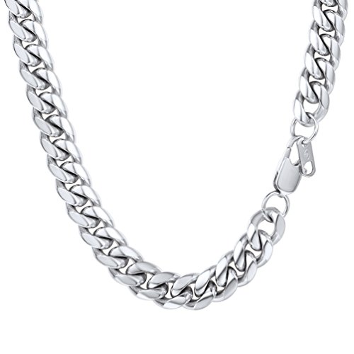 PROSTEEL Collar Hombre Cuba Curb Chain Cadena Cubana Cadena Serpiente Cadena Chula Cadena Gruesa Cadena de Plata Acero Inoxidable Perfecto Regalo PROSTEEL Collar Hombre Cuba Curb Chain Cadena Cubana Cadena Serpiente Cadena Chula Cadena Gruesa Cadena de Plata Acero Inoxidable Perfecto Regalo