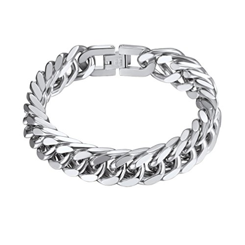 PROSTEEL Pulsera para Hombre Pulsera para Hombre Cadena 316L Acero Inoxidable Punk Rock Motociclista Pulsera Antialérgico (12mm, Plateado) PROSTEEL Pulsera para Hombre Pulsera para Hombre Cadena 316L Acero Inoxidable Punk Rock Motociclista Pulsera Antialérgico (12mm, Plateado)