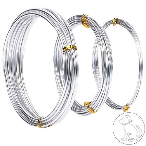 Pulluo 3 Rollos Alambre para Manualidades Alambre de Aluminio para bisutería Manualidades diseño Floral Color Plateado, 3 tamaños Pulluo 3 Rollos Alambre para Manualidades Alambre de Aluminio para bisutería Manualidades diseño Floral Color Plateado, 3 tamaños
