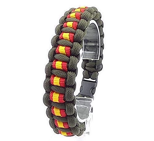 Pulsera de ESPAÑA de paracord, hecha a mano y a medida mod. BASIC, color VERDE MILITAR.