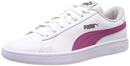 PUMA Smash V2 L Jr, Zapatillas Unisex Adulto, Blanco (PU WH/Magenta Haz/Fig/Gr VIO), 38 EU