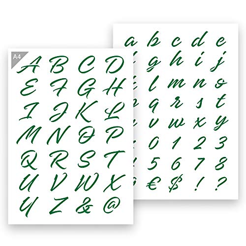 QBIX Plantilla de letras decorativas – Tamaño A4 – Altura de letras 2 – 3 cm – Reutilizable, apta para niños – Plantilla DIY