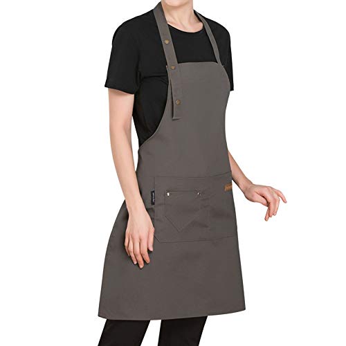 Qianbo Ajustables Delantales Cocinero Delantal de Cocina con Bolsillos para Hombres Mujeres Mandil para Hornear Cocinero Camarero Gris Oscuro Qianbo Ajustables Delantales Cocinero Delantal de Cocina con Bolsillos para Hombres Mujeres Mandil para Hornear Cocinero Camarero Gris Oscuro