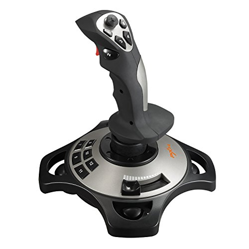 QKa Flightstick PC Joystick Controller Simulator Gamepad: Control de Juegos con Cable para Juegos de simulación Flight Stick, Interruptor Hat de 4 Ejes, retroalimentación de vibración Realista