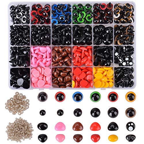 Queta Set de Ojos de Seguridad, Ojos de Plástico para Manualidades y Narices de Seguridad, Accesorios para Manualidades de Bricolaje para Muñecas, Muñecos de Peluche y Títeres Queta Set de Ojos de Seguridad, Ojos de Plástico para Manualidades y Narices de Seguridad, Accesorios para Manualidades de Bricolaje para Muñecas, Muñecos de Peluche y Títeres