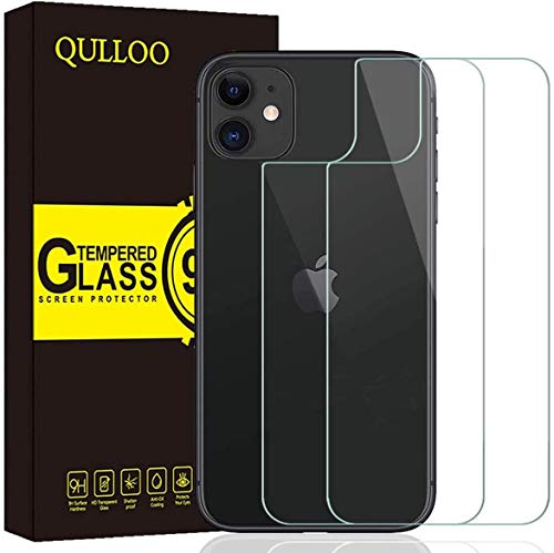 QULLOO Protector de Pantalla para iPhone 11 Protector de Pantalla Trasera de Vidrio, Cobertura Completa Anti-Huellas Reemplazo de Carcasa para iPhone 11-2 Piezas