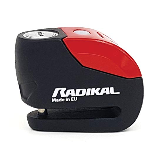 Radikal RK9 Candado Antirrobo Moto Disco Alarma 120 Dba Avisador Led Univesal, Rojo, 6 mm