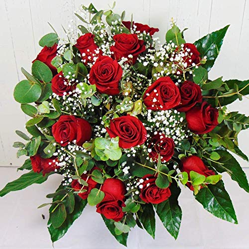 Ramo de 18 Rosas Rojas Naturales - Entrega EN 24 Horas -Flores Frescas a Domicilio - DEDICATORIA incluida