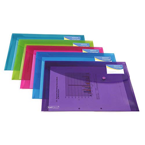Rapesco documentos - Carpeta portafolios A4+ con soporte para tarjeta, colores traslúcidos. 5 unidades Rapesco documentos - Carpeta portafolios A4+ con soporte para tarjeta, colores traslúcidos. 5 unidades