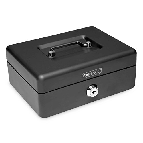 Rapesco money Caja fuerte portatil de 30 cm de ancho con portamonedas interior, color negro