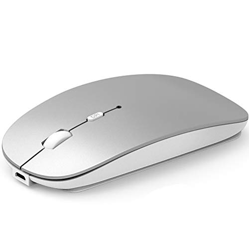 Ratón inalámbrico Bluetooth Recargable: con Dos Modos | 2.4 GHz | Receptor USB | 1600DPI | Ajustable Adecuado para computadora portátil Pc de Missilmp Ratón inalámbrico Bluetooth Recargable: con Dos Modos | 2.4 GHz | Receptor USB | 1600DPI | Ajustable Adecuado para computadora portátil Pc de Missilmp