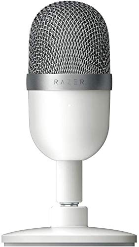 Razer Seiren Mini Micrófono compacto para USB para streaming, compacto con patrón polar supercardioide, soporte inclinable, amortiguador integrado, Mercury / Blanco
