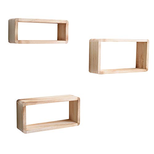 Rebecca Mobili Juego de 3 estantes rectangulares de Pared en Madera, marrón, Estilo rústico, Dormitorio Cocina- Medidas:39 x 21 x 10 cm (AxANxF) - Art. RE4079 Rebecca Mobili Juego de 3 estantes rectangulares de Pared en Madera, marrón, Estilo rústico, Dormitorio Cocina- Medidas:39 x 21 x 10 cm (AxANxF) - Art. RE4079