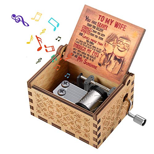 Regalo para la Esposa Del Esposo, Regalo Especial la Esposa Mujer Caja de Música Manivela Vintage Grabada la Querida Novia Cumpleaños San Valentín Navidad Regalo de Aniversario de Boda Eres Mi Sol Regalo para la Esposa Del Esposo, Regalo Especial la Esposa Mujer Caja de Música Manivela Vintage Grabada la Querida Novia Cumpleaños San Valentín Navidad Regalo de Aniversario de Boda Eres Mi Sol