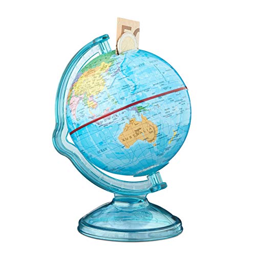 Relaxdays Hucha Globo, Plástico, Colorido, 16,5 x 14 x 14 cm Relaxdays Hucha Globo, Plástico, Colorido, 16,5 x 14 x 14 cm