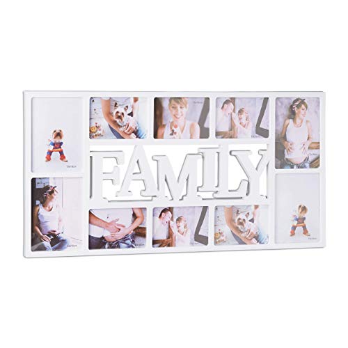 Relaxdays Marco de Fotos Múltiple Family para 10 Fotos, Plástico, Blanco, 36.5x72x2 cm Relaxdays Marco de Fotos Múltiple Family para 10 Fotos, Plástico, Blanco, 36.5x72x2 cm