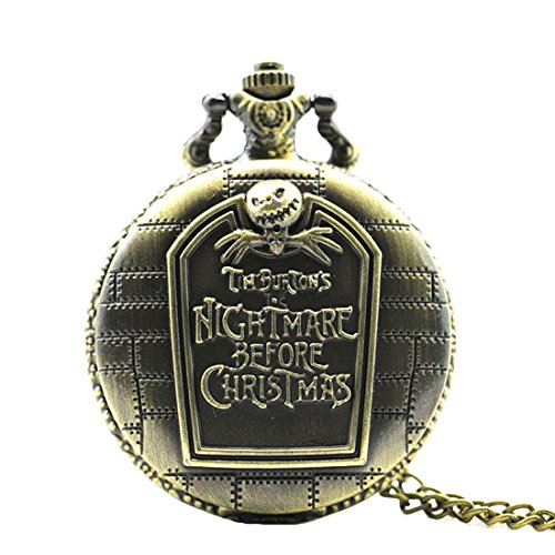Reloj de bolsillo con inscripción The Nightmare Before Christmas, estilo vintage envejecido, colgante forma redonda