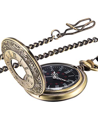 Reloj de Bolsillo Vintage Reloj de Hombres de Acero con Cadena (Bronce)
