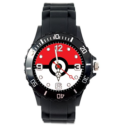 Reloj de cuarzo con correa de silicona negra para fans de Pocket Monsters Reloj de cuarzo con correa de silicona negra para fans de Pocket Monsters