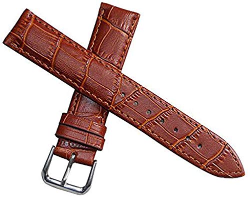 Reloj de Cuero Correas de Banda marrón Claro sustitución Genuina Piel de Ternera de cocodrilo de 16 mm de la Mujer en Relieve Reloj de Cuero Correas de Banda marrón Claro sustitución Genuina Piel de Ternera de cocodrilo de 16 mm de la Mujer en Relieve