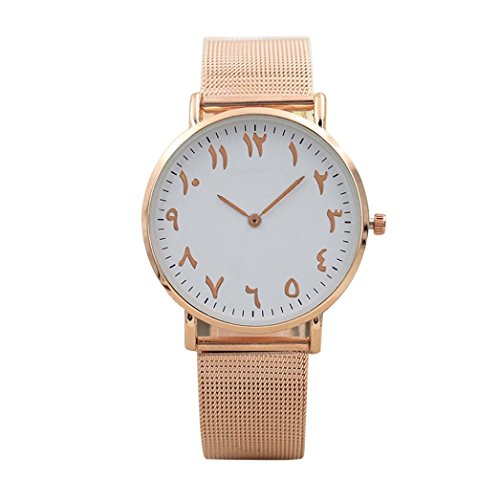 Reloj hombre, winwintom 2018 Hombres y Mujeres Moda clásica cuarzo reloj de acero inoxidable escala numérale árabe antigua (oro rosa)