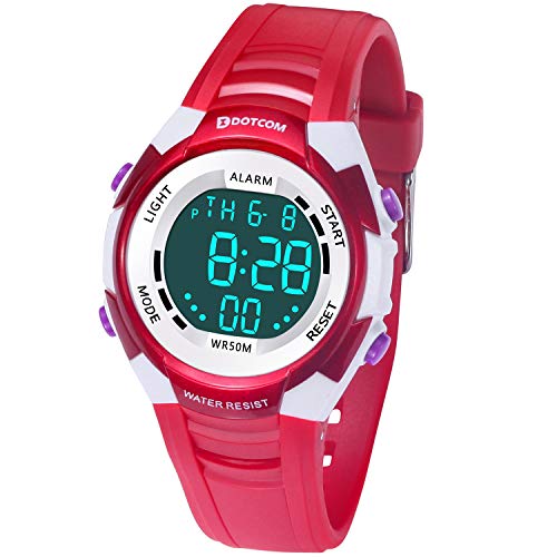Relojes de Pulsera Electrónicos para Niños Niños Digital Relojes Deportes–5 ATM Reloj Deportivo Impermeable al Aire Libre con Alarma Cronómetro Luces de Colores de Fondo (Rojo) Relojes de Pulsera Electrónicos para Niños Niños Digital Relojes Deportes–5 ATM Reloj Deportivo Impermeable al Aire Libre con Alarma Cronómetro Luces de Colores de Fondo (Rojo)