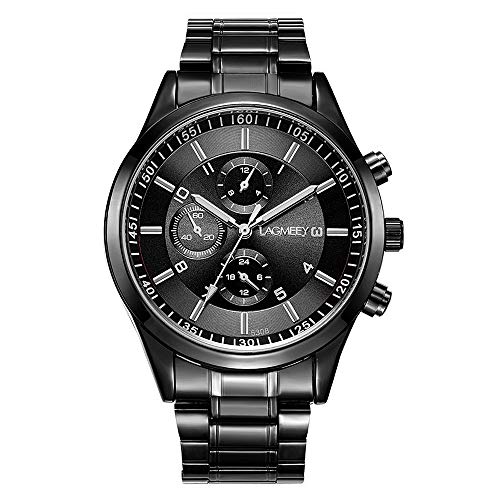 Relojes Hombre Cronógrafo Decorativo Sencillo con Correa de Acero Inoxidable Negro Relojes Hombre Cronógrafo Decorativo Sencillo con Correa de Acero Inoxidable Negro