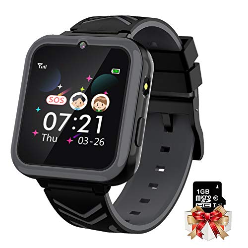 Relojes para Niños 1,57"HD SmartWatch con Juego SOS Música Cámara para Niños de 3 a 12 Años Reloj Inteligente para Niños Niñas Cumpleaños (Incluye Tarjeta SD de 1GB) (Negro)