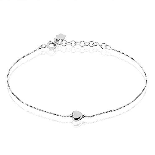 Rendez-vous RueParadis Paris - Pulsera De Cadena Ma Mie - Pequeño Corazon - Plata Sterling/Maciza 925 - Joya De Mujer Exquisita - Rebajas De Verano