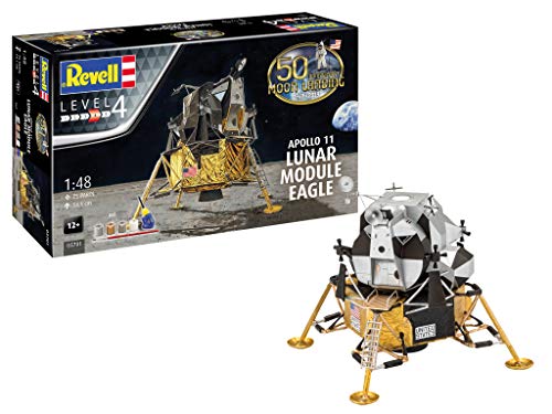 Revell- Apollo 11 Lunar Module Eagle, Escala 1:48 Kit de Modelos de plástico, Color Blanco (03701)