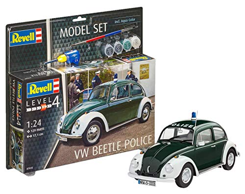 Revell Maqueta de Auto 1: 24 – Volkswagen VW Escarabajo Policía 1968 (VW Beetle Police) en Escala 1: 24, Niveles 4, réplica exacta con Muchos Detalles, Juego, Model con Base Accesorios, 67035 Revell Maqueta de Auto 1: 24 – Volkswagen VW Escarabajo Policía 1968 (VW Beetle Police) en Escala 1: 24, Niveles 4, réplica exacta con Muchos Detalles, Juego, Model con Base Accesorios, 67035