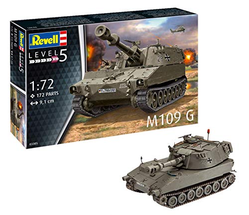 Revell Maqueta de Tanque M109 G Obus orgin Algas fidelidad imitación con Muchos Detalles, Kit modele Escala 1:72 (03305) (Revell03305)