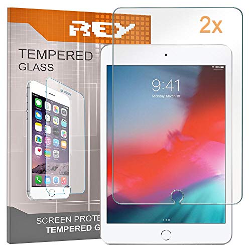 REY 2X Protector de Pantalla para iPad Mini 5, 4, 3, 2, 1, Cristal Vidrio Templado Premium, Táblet