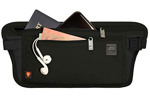 RFID-Blocking Cintura Stash antirrobo Oculto cinturón de Dinero, Negro, un tamaño