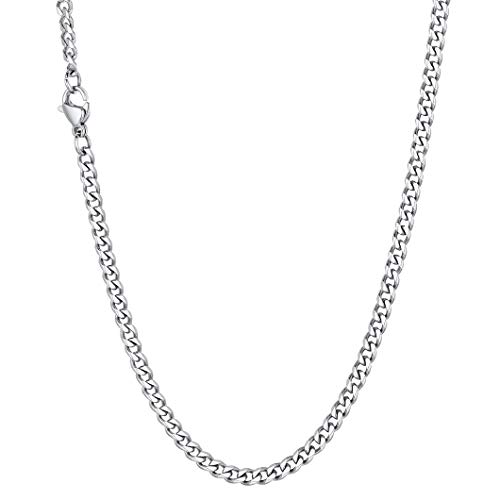 Richsteel Cadena eslabon Cubano 3mm Necklace Men 55cm Largo Collar de Cadenas Acero Inoxidable Regalo Novio Familia Richsteel Cadena eslabon Cubano 3mm Necklace Men 55cm Largo Collar de Cadenas Acero Inoxidable Regalo Novio Familia