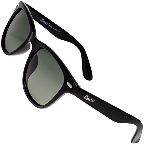Rivacci - Gafas de sol polarizadas, diseño wayfarer (incluye funda y gamuza) 01 Wayfarer Noir / G15 ( Vert / Gris ) Polarisé Medium