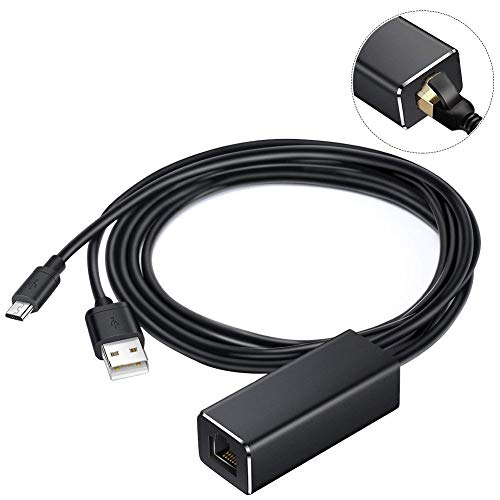 Rlorie Ethernet Adaptador 100Mbps RJ45 LAN para Fire TV Stick, Adaptador USB 2.0 a Ethernet RJ45 100Mbps, Negro