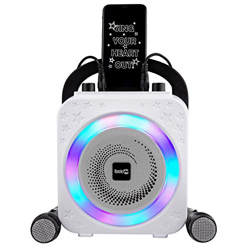 RockJam La máquina de karaoke RockJam Party con Bluetooth, altavoz de 10 vatios y dos micrófonos, Negro (RJPS150-BK)