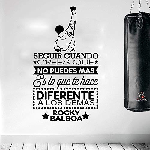 Rocky Balboa Seguir Cuando Famoso Boxeo Cita en español Etiqueta de la Pared de la película Habitación para niños Boxeo Deportivo Cita inspiradora 70 * 40 cm
