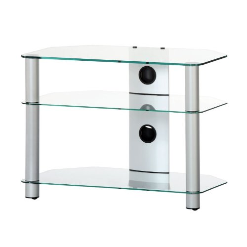 RO&CO - Mueble TV. Ancho 70 cms. 3 estantes. Vidrio Transparente/Chasis de Color Gris. Ref.M-703 TG