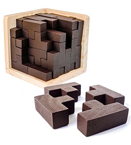 Rompecabezas 3D De Madera de Sharp Brain Zone. Desarrolla Habilidades de Genio con Sus Piezas en Forma de T Que se Ajustan como en Tetris. Juguete Educativo para Niños y Adultos. (Original)