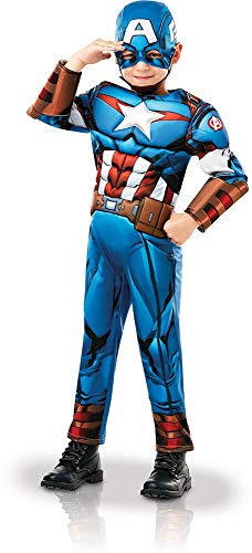 Rubies 640833S Disfraz oficial de los Vengadores de Marvel Capitán América Deluxe para niños, niños de 3 a 4 años, altura 104 cm