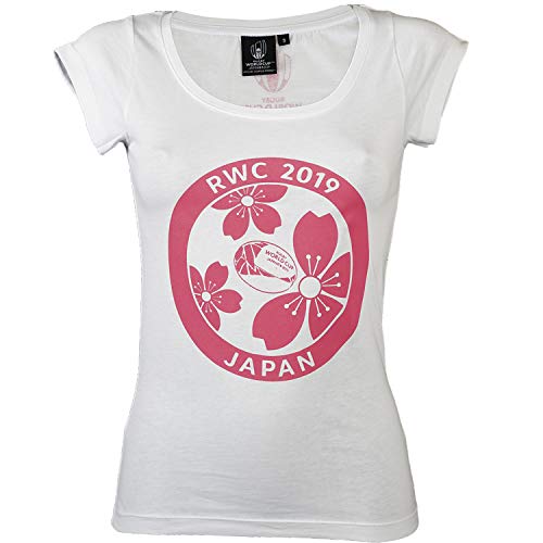 Rugby World Cup Camiseta para Mujer de la Copa del Mundo de Rugby 2019, colección Oficial, Mujer, Blanco, XS